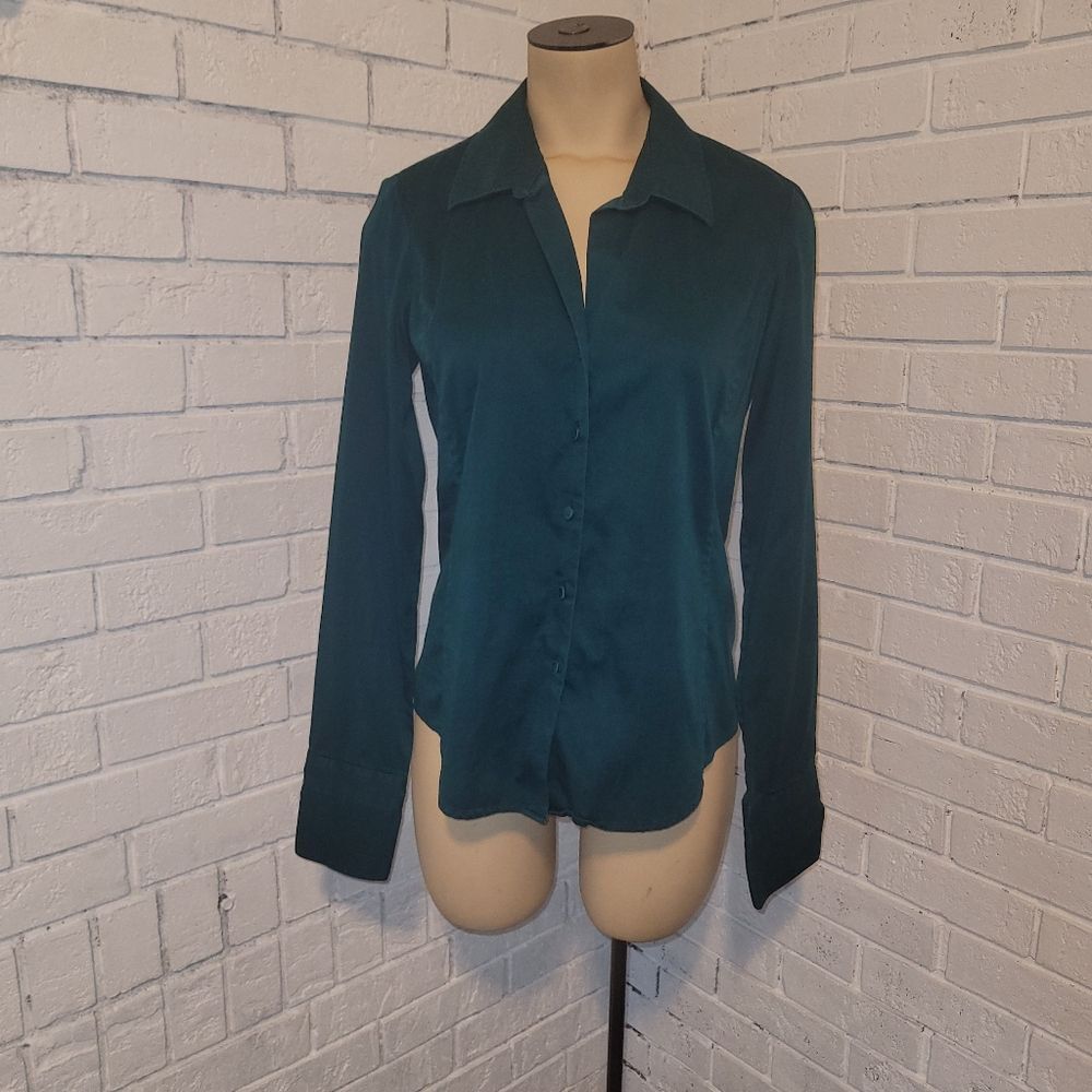 Talbots Teal Long Sleeve Button-Up Shirt - Size 4